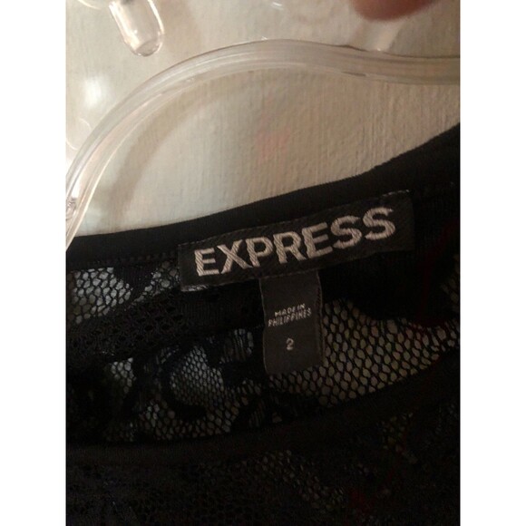 Express Dress Black Red 2  Floral Lace Bodice & Lace Back Sheath Asian Design - Picture 6 of 6